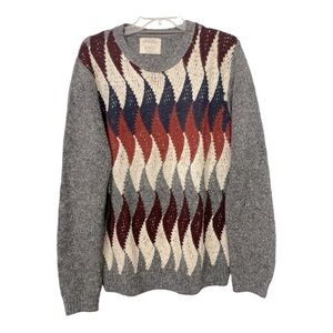 Burton Menswear Gray Argyle Pattern size L.